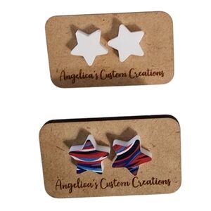 Patriotic Star Acrylic Stud Earrings – 2-Pack